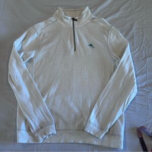 Tommy Bahama Ivory 3/4 Zip-Up Cotton Sweater Men’s Large